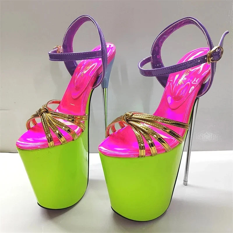 Women 22cm Metal Super Thin High Heels Platform Sandals Stilettos Sexy Pumps - Image 3 of 4
