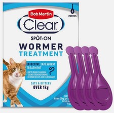 Bob Martin Cat Wormer Spot On for Cats & Kittens Worming Treatment 4 Tube