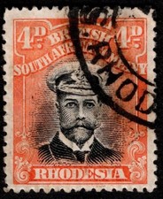 Rhodesia 1913 KGV SG225 4d black & deep orange-red  Die II P.14  Cat £17 Used