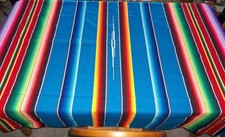Vintage Mexican Fringed Serape Blanket Throw 89" x 60"