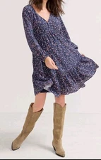 Hatch The Kelsey Maternity Ruffled Dress Painted Floral Boho Cottage Core Size 0