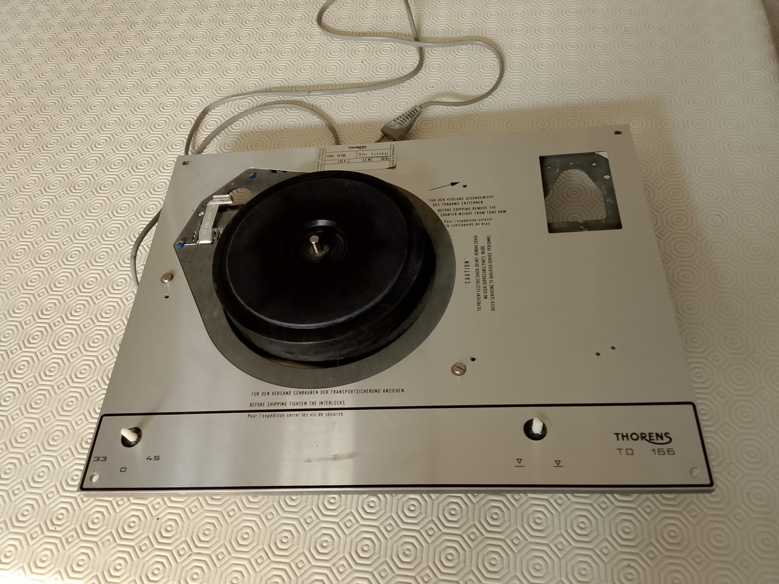 THORENS TD 166 TOP PIANALE PER PARTI O RIPRISTINO