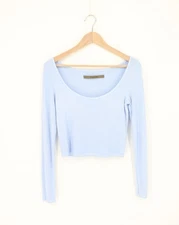 ENZA COSTA Silk Knit Ballet Top Blue M $145 E1 294