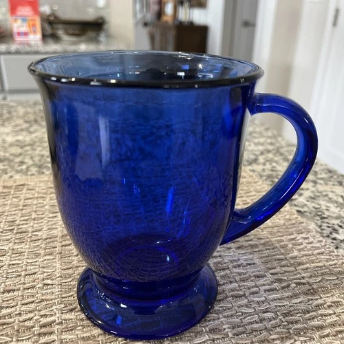 Vintage Anchor Hocking Cafe Cobalt Blue Coffee Tea Mug 16oz Pedestal Footed USA