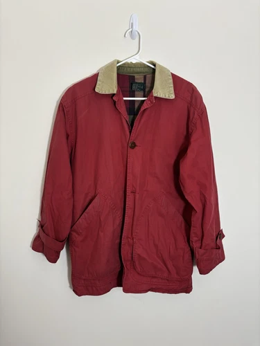 OFF WHITE Giacca foderata vintage J Crew Remi fienile cappotto uomo taglia small rosso anni 90