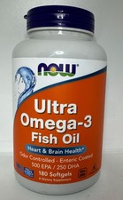 Now Ultra Omega-3 Fish Oil 180 Softgels Exp 02/2029-Brand New-US Seller
