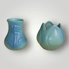 Van Briggle Pair Flower 4” Vases Blue/Green