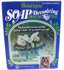 Craft Master Snow Bird Soap Decorating Kit Flowers Blue Beads Sweetheart 1970s