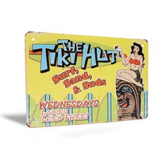Outdoor Wall Decor Tiki Hut Porch Sign for Outdoor Bar Patio Party Vintage Metal