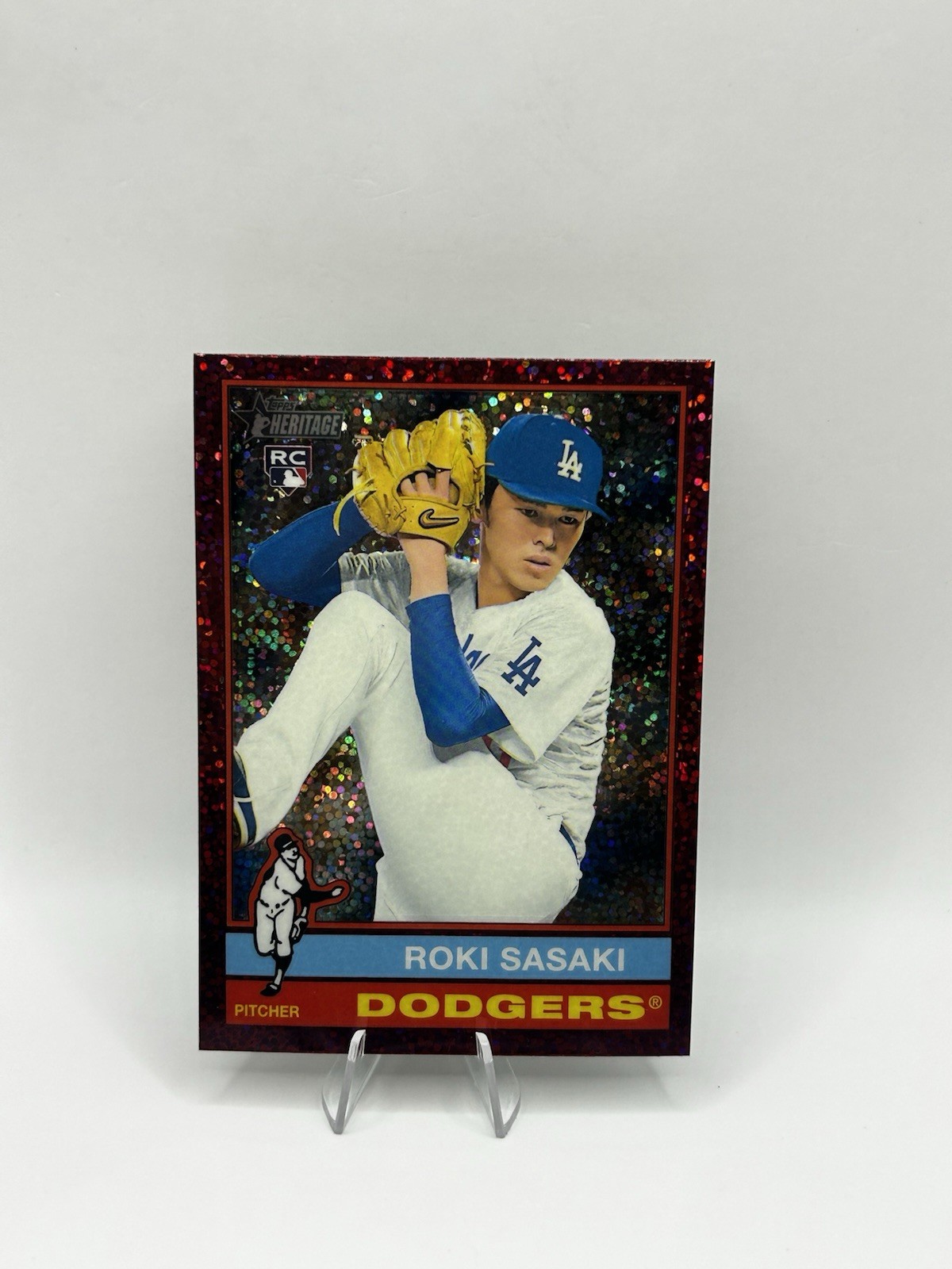 2025 Topps Heritage Chrome ROKI SASAKI Burgundy Sparkle Rookie #224