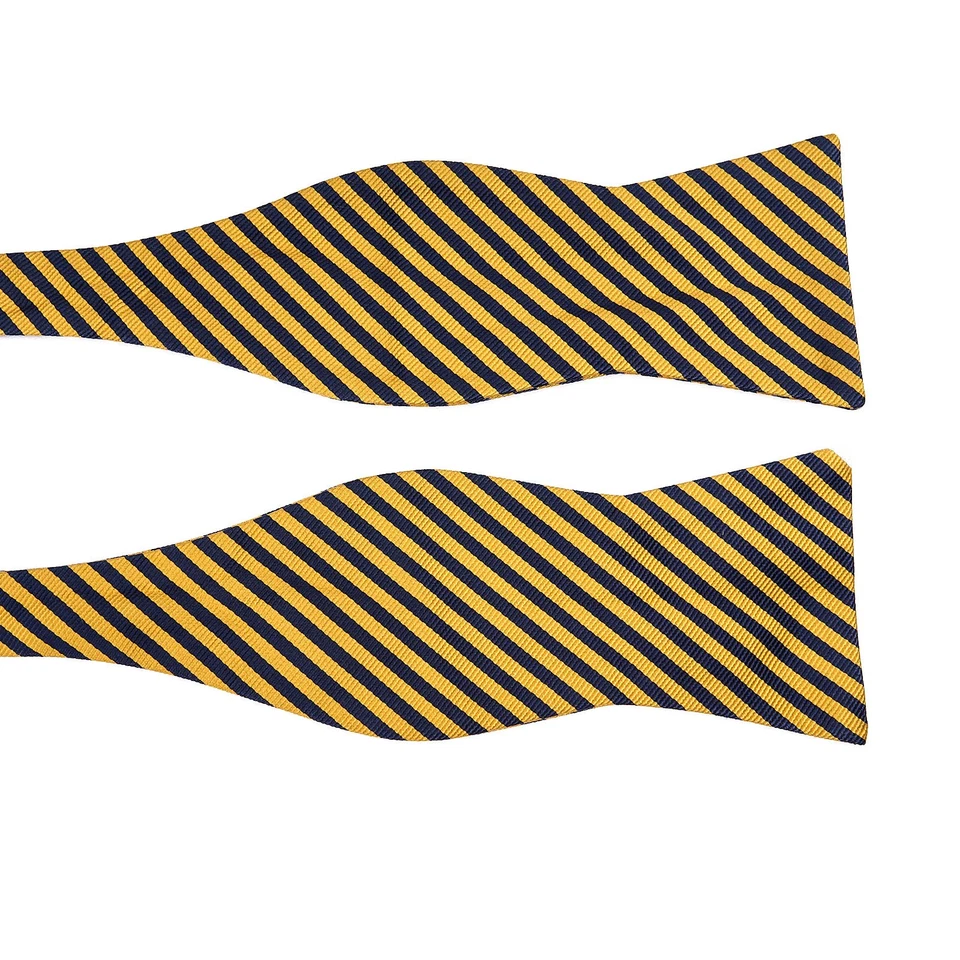 Tommy Hilfiger Pajarita de Seda Azul Marino Amarillo Repp Rayas Ajustable Auto-corbata Foto 2 de 4