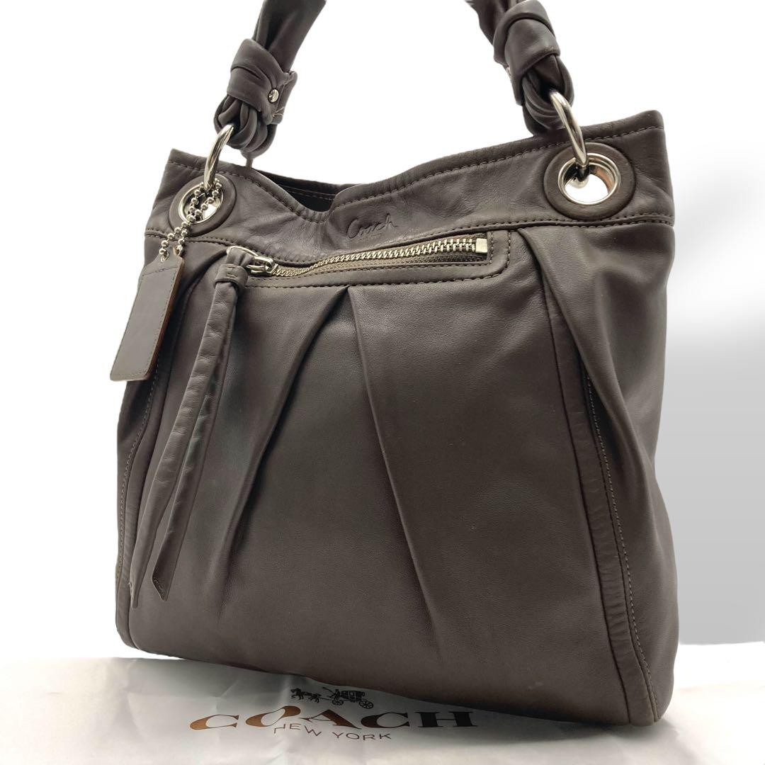 Coach Brown Leather Crossbody Handbag with Charm 2-Way Carry Excellent Condition