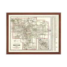 Old Map of Denver, CO 1920 - Vintage Denver Colorado Art