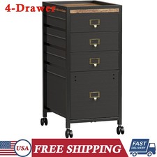 4-Drawer Under Desk Filing Cabinet on Wheels Home Office Desk Storage Organiser