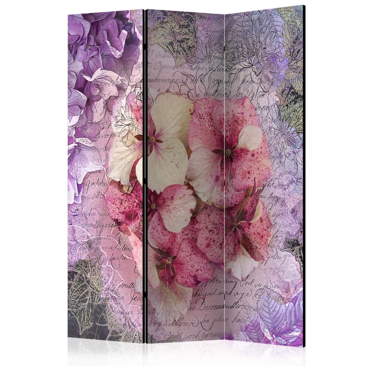 Paravent 3 volets Memoir 135x172 cm en bois et toile pour separation de pièce