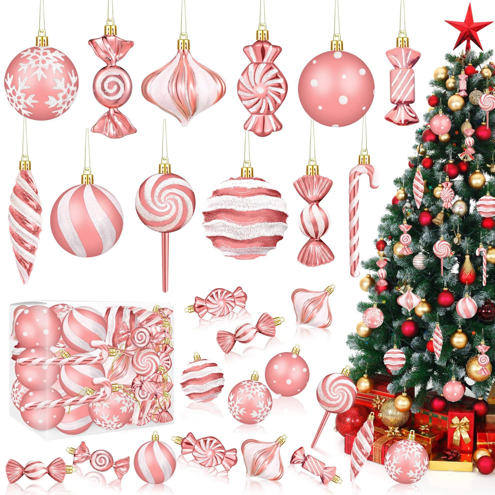 Christmas Ornaments Candy Lollipop Set -48Pcs for Xmas Tree Decoration Hangin...