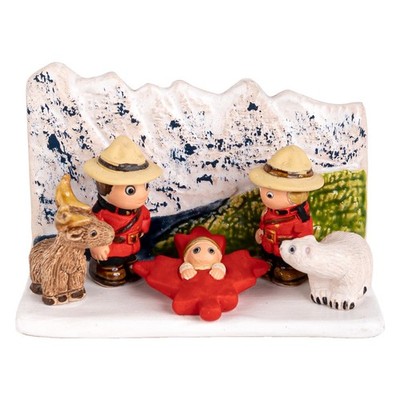 Canadian II Nativity Scene Handmade Clay Figurine RCMP Inukshuk