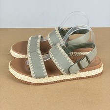 Bobs Skechers Stormy Kiss Plush Foam Sandals Womens 9 Olive Green Adjustable