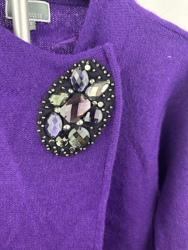 NWT JM Collection Petite Womens Tyrian Purple Boiled Wool Cape Poncho Size Small - Image 2 of 4