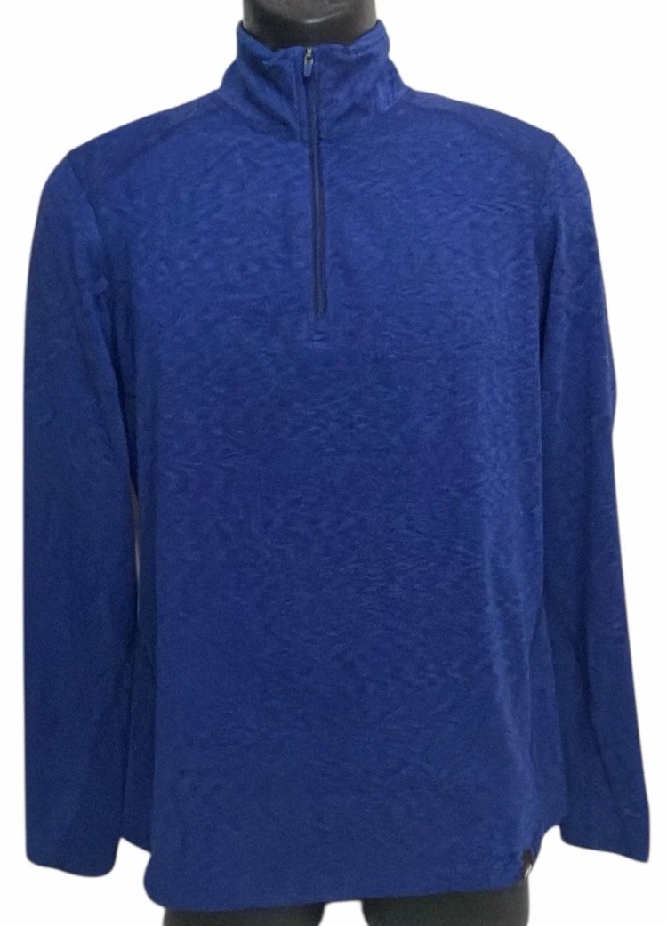 REI Co-op Shirt Mens Sz L 1/4 zip pullover Mock Neck Blue Polyester Spandex