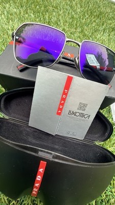 PRADA LINEA ROSSA PS A51S 5AV10J Gunmetal Blue Mirror Men's 57 mm Sunglasses
