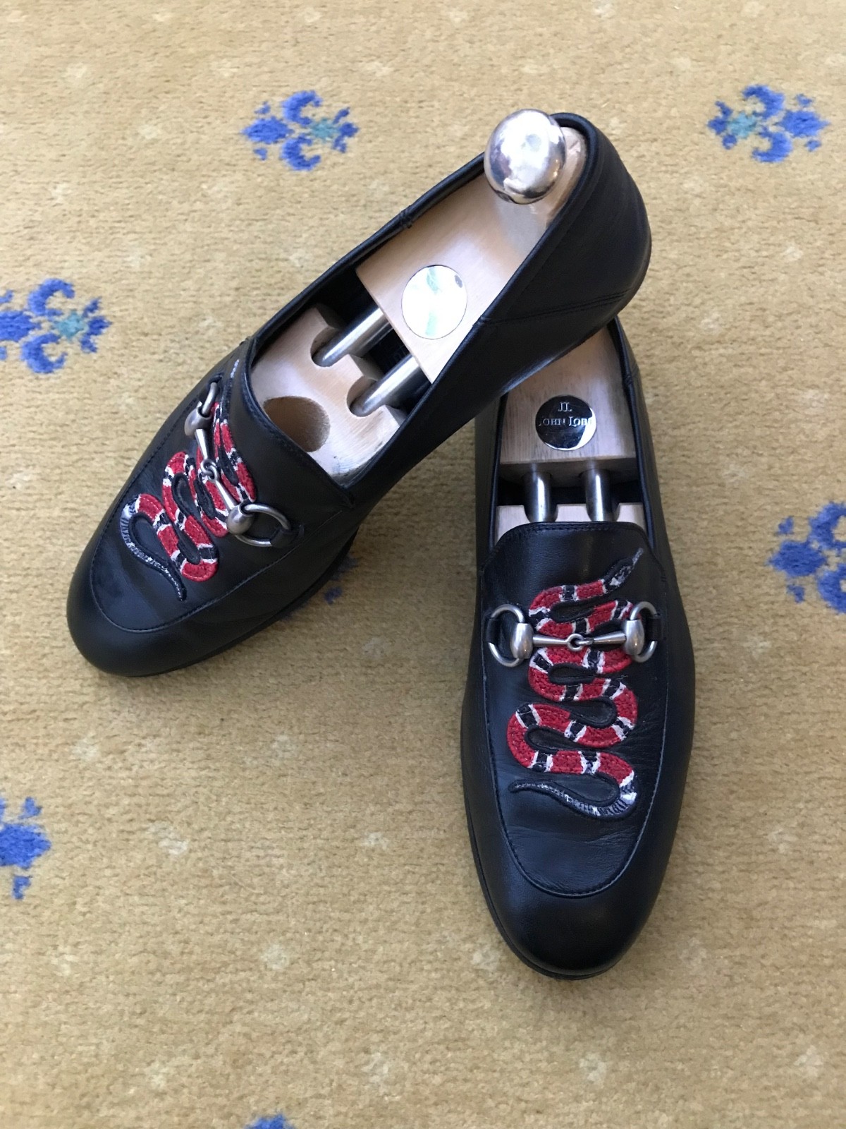 Gucci Leather Black Brixton Kingsnake Horsebit Shoes Loafers Mens UK 7 US 8 41