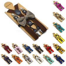 Costume Accessory Men Women Unisex Suspenders and Bow Tie Set for Parties