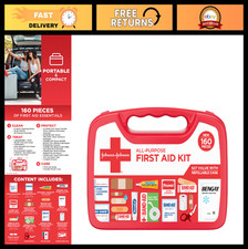 Portable First Aid Kit - 160 Pieces for Cuts, Scrapes, Burns  Wound Care - Trav