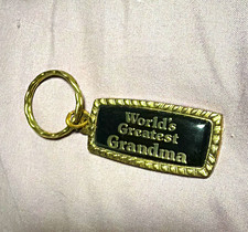 World's Greatest Grandma Metal Keychain Gold/Black Detachable Keyring Hearts