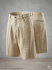 Vintage High Waisted Leather Shorts Cream Ivory Pleated Trouser 20" Waist 31815