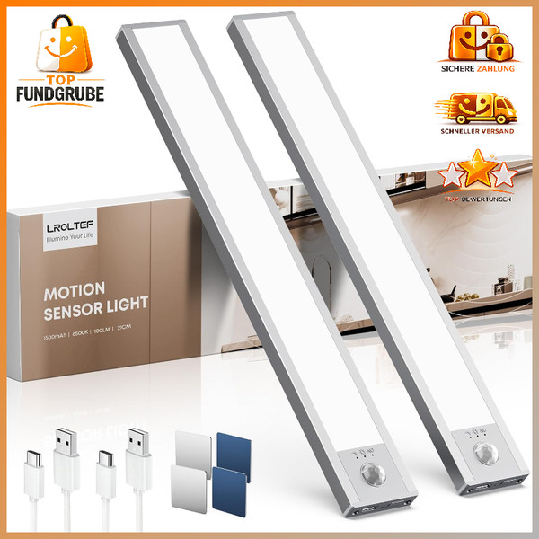 Led Schrankbeleuchtung Dimmbar Mit Bewegungsmelder 21Cm Aufladbar 2 StüCk-image
