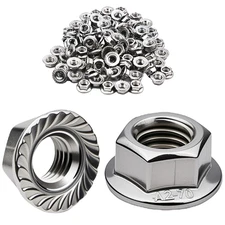M4 Flange Nuts, Serrated Hex Flange Lock Nuts, 0.7Mm 304 Stainless Steel Plain F