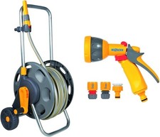 Hozelock 2435 60m Assembled Hose Cart with 50m Garden Hose Pipe, Handle & Wheels