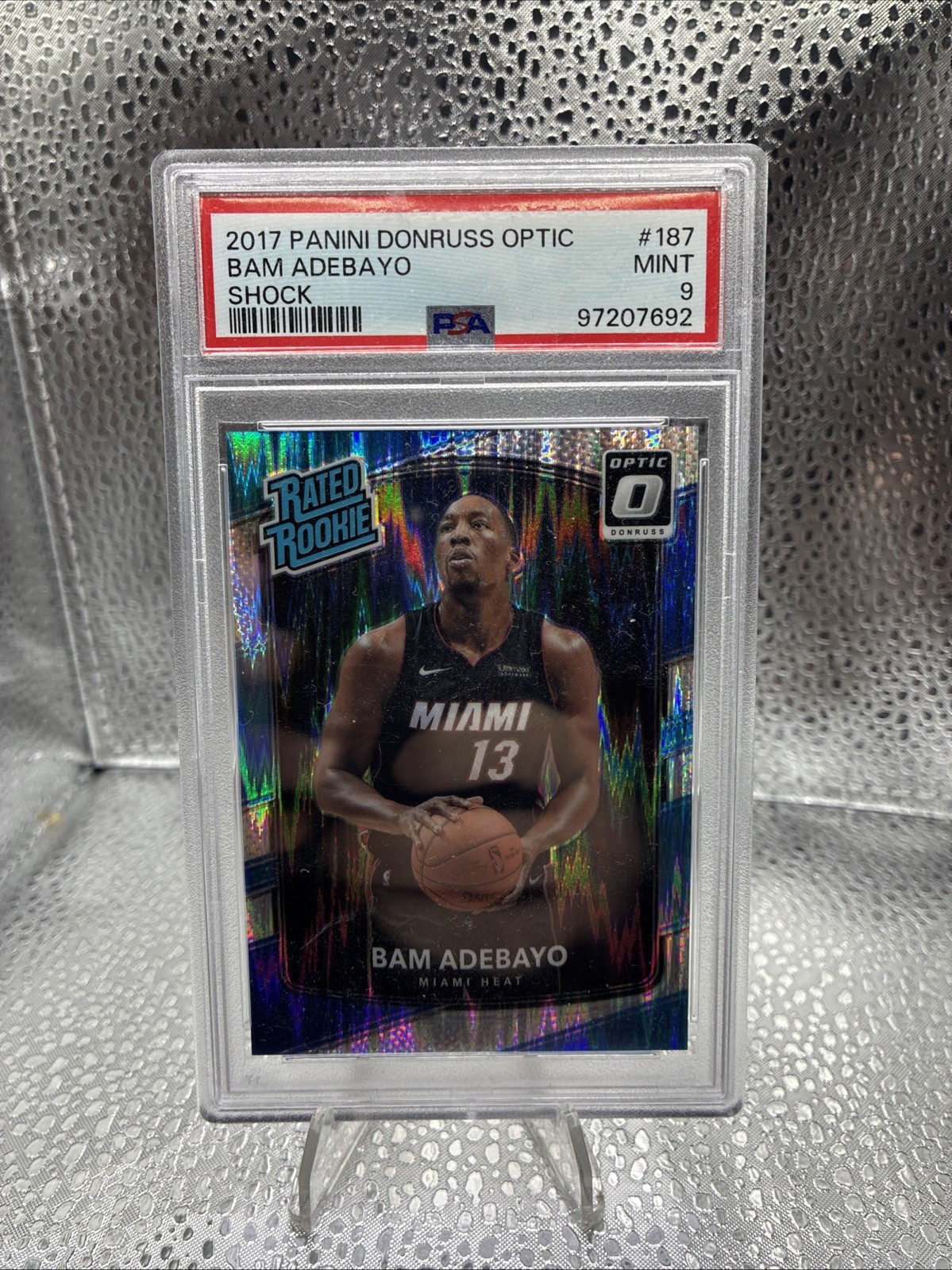 2017 Optic  Bam Adebayo Shock Rates Rookie Psa 9