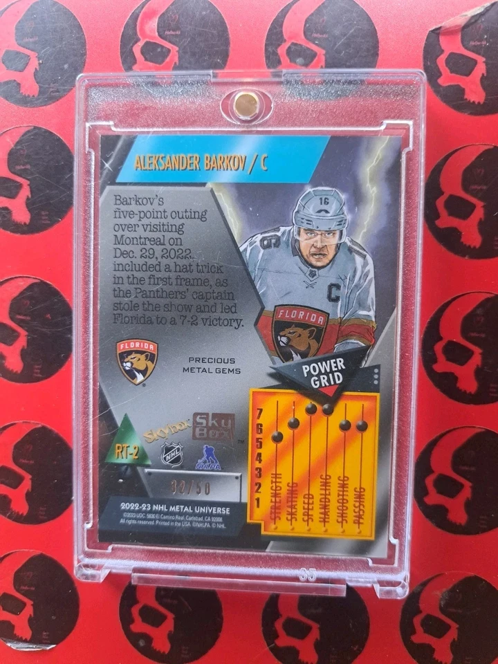 2022-23 Aleksander Barkov Blue PMG /50 Metal Universe Retro #RT-2 Florida Skybox - Image 2 of 2