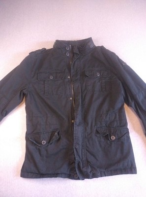 Vintage Brandit Black Britannia Field Coat Jacket Madein Germany Hidden Zip Hood