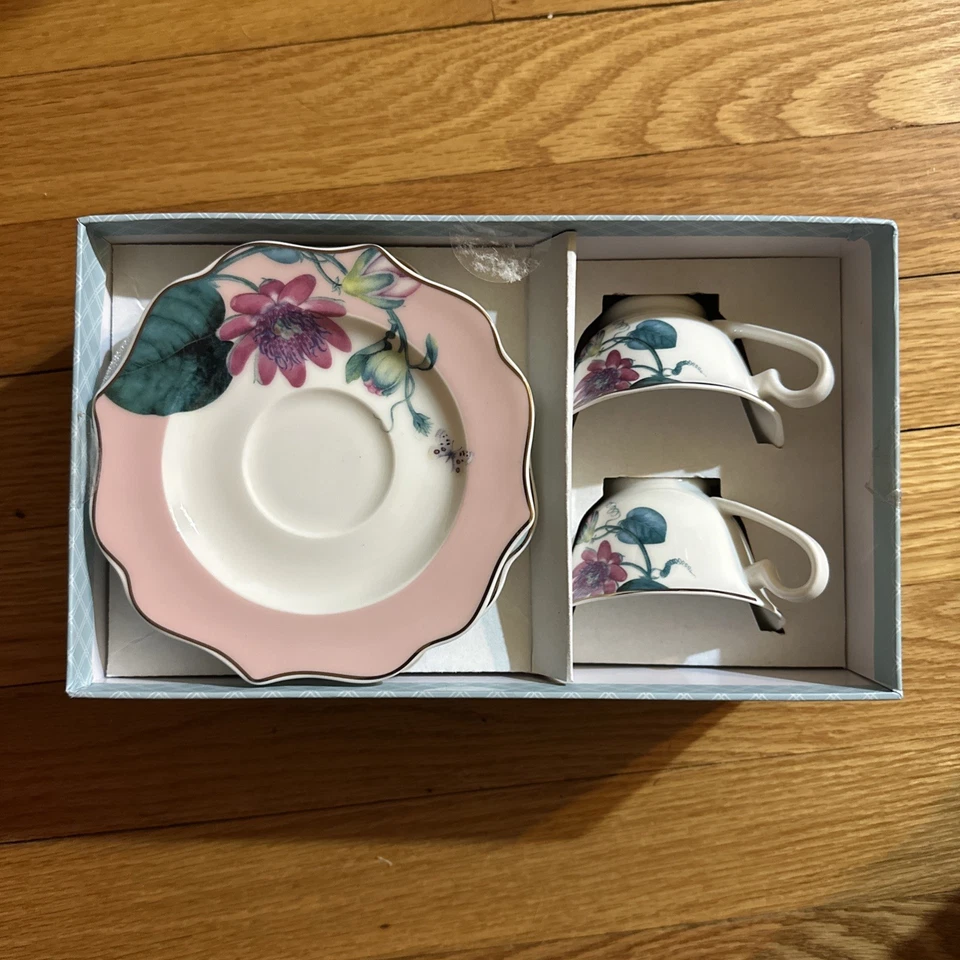 Tazas y platillos florales Grace Teaware porcelana Demitasse/espresso en caja nuevos Foto 2 de 2