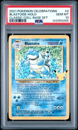 2021 POKEMON CELEBRATIONS CLASSIC COLL #2 BLASTOISE-HOLO PSA 10