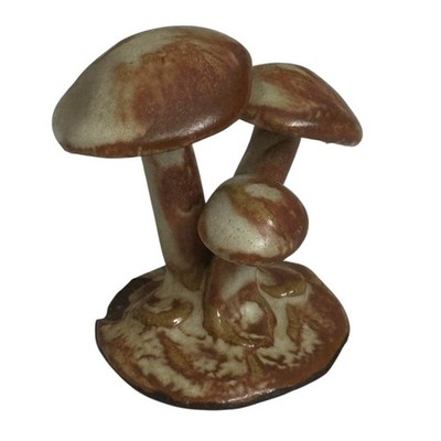 Ceramic Art Pottery Mushroom Mini Sculpture Figurine Signed Gotek 2.5'' READ