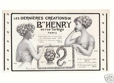 Publicité ancienne B.Henry Posticheur d'art créations 1930