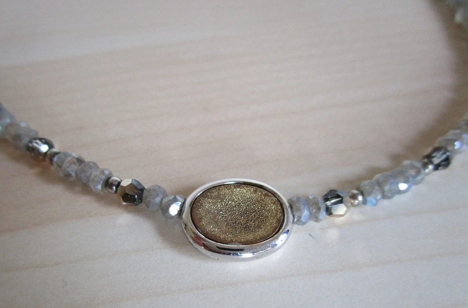 Zierliche KETTE - Labradorit facettiert 4mm - 925er SILBER mit Vergoldung - Bild 3 von 4