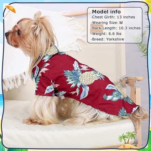 Camisa para perro estilo hawaiano mascotas estampada ropa polo transpirable para cachorro X2002 - Imagen 5 de 42