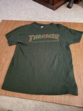Thrasher Skateboard Magazine Classic Logo Men's T-Shirt Sz M Short Sleeve Green