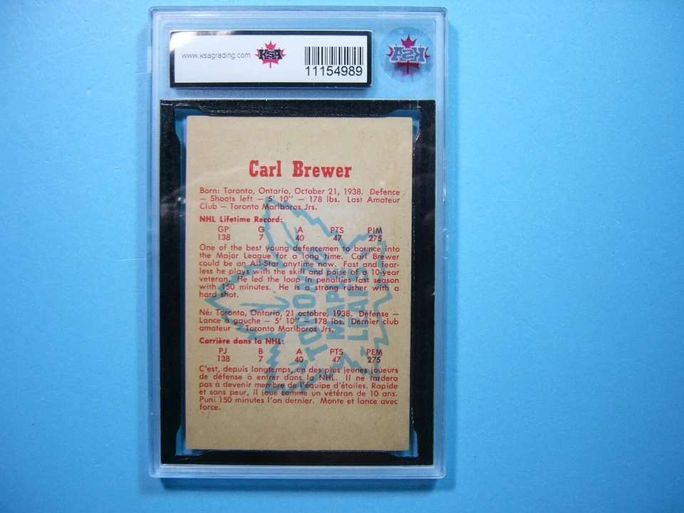 1960/61 PARKHURST NHL HOCKEY CARD #18 CARL BREWER KSA 7.5 NM+ 60/61 PARKIE GL - Image 2 of 4