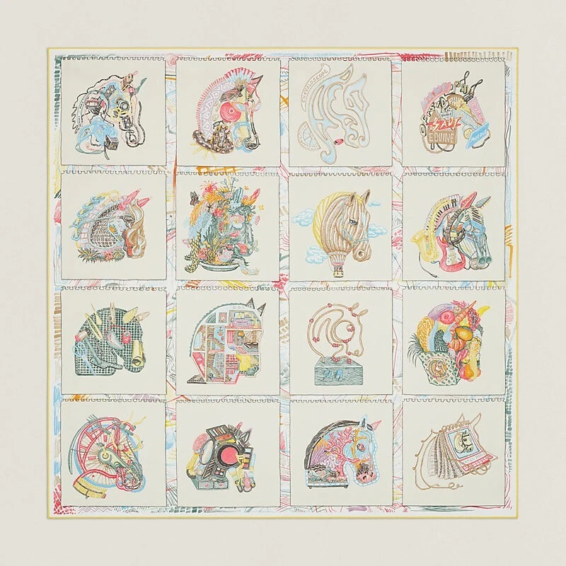 Unused w/box HERMES Carre 90 Chevaloscope Horse 35in Silk Scarf 90cm 2023SS - Image 2 of 4