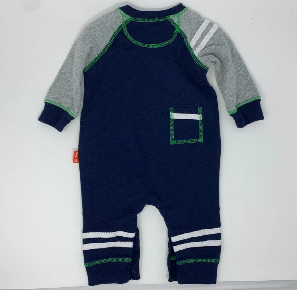 Mameluco tejido manga larga entrenador de fútbol azul 3 meses Le Top bebé niño Foto 3 de 4