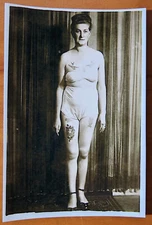 Bernard Kobel Traditional Tattoo Photo B&W Vintage Tattooed Woman Birds On Chest