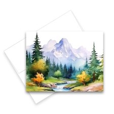 12 All Occasion Greeting Cards Blank w/ Envelopes - Watercolor Mountain Cards