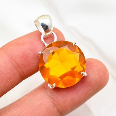 Honey Topaz Gemstone Handmade 925 Sterling Silver Jewelry Pendant Wadding Gifts