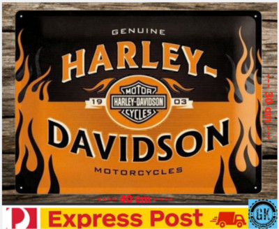 tin signs man cave shed garage Nostalgic-Art Harley Davidson Motorcycles Flames